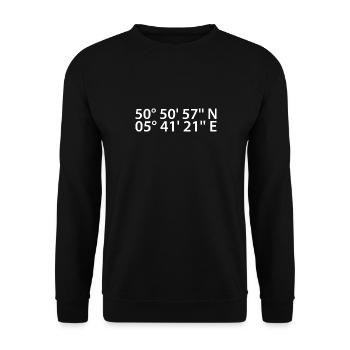 Maastricht Koordinaten - Unisex Pullover - Schwarz - Vorne - Alina (178cm) & Michal (187cm)