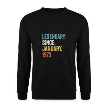 Legendary Since January 1973 50. Geburtstag - Unisex Pullover - Schwarz - Vorne - Alina (178cm) & Michal (187cm)