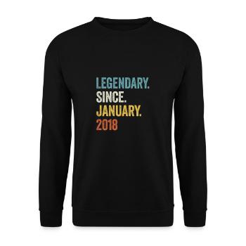 Legendary Since January 2018 5. Geburtstag - Unisex Pullover - Schwarz - Vorne - Alina (178cm) & Michal (187cm)