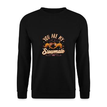 Tu es mon slowmate paresseux Saint-Valentin - Sweat-shirt Unisexe - noir - Devant - Alina (178cm) & Michal (187cm)