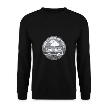 Camping Camper Outdoor Sommer Design - Unisex Pullover - Schwarz - Vorne - Alina (178cm) & Michal (187cm)