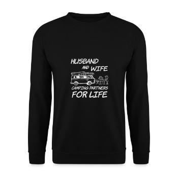 Camping Camper Outdoor Sommer Design - Unisex Pullover - Schwarz - Vorne - Alina (178cm) & Michal (187cm)