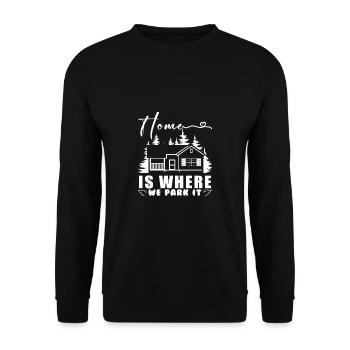 Camping Camper Outdoor Sommer Design - Unisex Pullover - Schwarz - Vorne - Alina (178cm) & Michal (187cm)