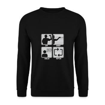 Dart & Bier Lustiger Darts Spruch - Unisex Pullover - Schwarz - Vorne - Alina (178cm) & Michal (187cm)