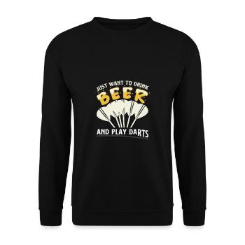Dart & Bier Lustiger Darts Spruch - Unisex Pullover - Schwarz - Vorne - Alina (178cm) & Michal (187cm)