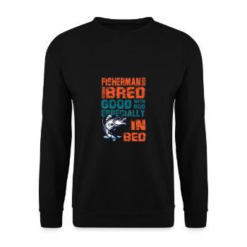Lustiger Angler Fischer Spruch Angeln - Unisex Pullover - Schwarz - Vorne - Alina (178cm) & Michal (187cm)