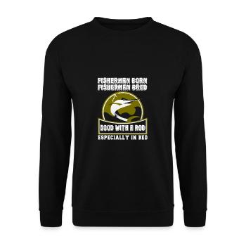 Lustiger Angler Fischer Spruch Angeln - Unisex Pullover - Schwarz - Vorne - Alina (178cm) & Michal (187cm)