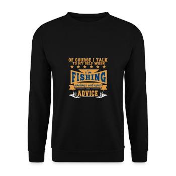 Lustiger Angler Fischer Spruch Angeln - Unisex Pullover - Schwarz - Vorne - Alina (178cm) & Michal (187cm)