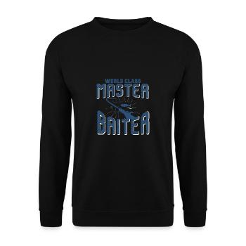 Lustiger Angler Fischer Spruch Angeln - Unisex Pullover - Schwarz - Vorne - Alina (178cm) & Michal (187cm)