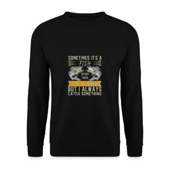 Lustiger Angler Fischer Spruch Angeln - Unisex Pullover - Schwarz - Vorne - Alina (178cm) & Michal (187cm)