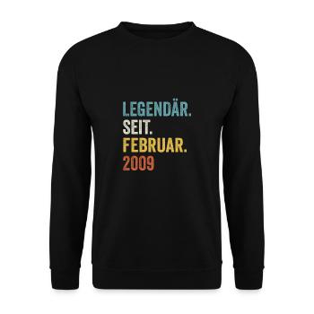 14 years legendary since February 2009 14th birthday - Unisex Sweatshirt - black - Front - Alina (178cm) & Michal (187cm)