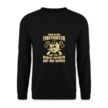 Feuerwehrmann Feuerwehr & Sprüche - Unisex Pullover - Schwarz - Vorne - Alina (178cm) & Michal (187cm)