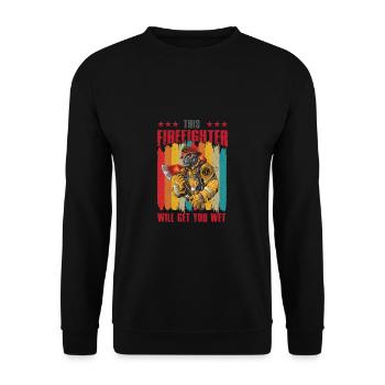Feuerwehrmann Feuerwehr & Sprüche - Unisex Pullover - Schwarz - Vorne - Alina (178cm) & Michal (187cm)