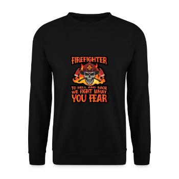 Feuerwehrmann Feuerwehr & Sprüche - Unisex Pullover - Schwarz - Vorne - Alina (178cm) & Michal (187cm)