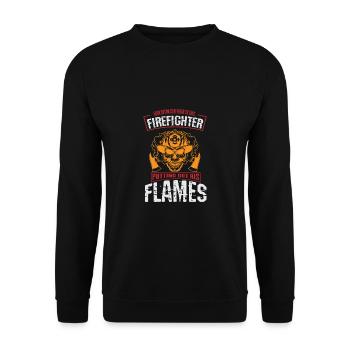 Feuerwehrmann Feuerwehr & Sprüche - Unisex Pullover - Schwarz - Vorne - Alina (178cm) & Michal (187cm)