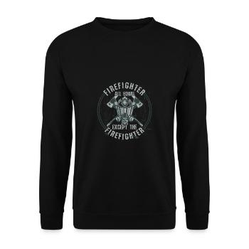 Feuerwehrmann Feuerwehr & Sprüche - Unisex Pullover - Schwarz - Vorne - Alina (178cm) & Michal (187cm)