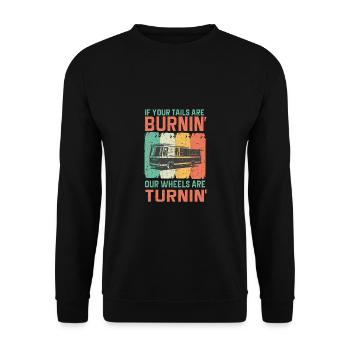 Feuerwehrmann Feuerwehr & Sprüche - Unisex Pullover - Schwarz - Vorne - Alina (178cm) & Michal (187cm)