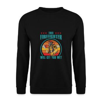 Feuerwehrmann Feuerwehr & Sprüche - Unisex Pullover - Schwarz - Vorne - Alina (178cm) & Michal (187cm)