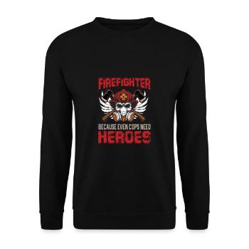 Feuerwehrmann Feuerwehr & Sprüche - Unisex Pullover - Schwarz - Vorne - Alina (178cm) & Michal (187cm)
