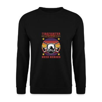 Feuerwehrmann Feuerwehr & Sprüche - Unisex Pullover - Schwarz - Vorne - Alina (178cm) & Michal (187cm)