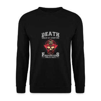 Feuerwehrmann Feuerwehr & Sprüche - Unisex Pullover - Schwarz - Vorne - Alina (178cm) & Michal (187cm)