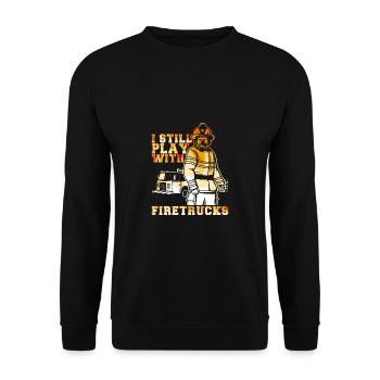 Feuerwehrmann Feuerwehr & Sprüche - Unisex Pullover - Schwarz - Vorne - Alina (178cm) & Michal (187cm)