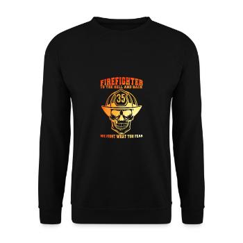 Feuerwehrmann Feuerwehr & Sprüche - Unisex Pullover - Schwarz - Vorne - Alina (178cm) & Michal (187cm)