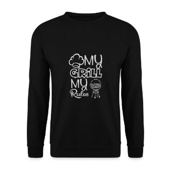 Lustiger Grill-Spruch I Grillen Motiv - Unisex Pullover - Schwarz - Vorne - Alina (178cm) & Michal (187cm)