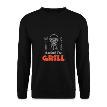 Lustiger Grill-Spruch I Grillen Motiv - Unisex Pullover - Schwarz - Vorne - Alina (178cm) & Michal (187cm)