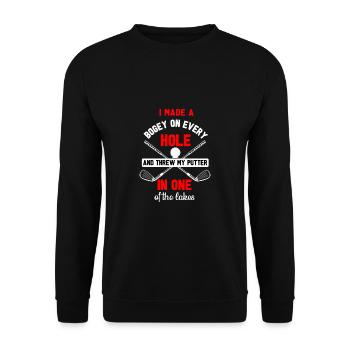 Golf Geschenk Witz Golfspieler Golfer - Unisex Pullover - Schwarz - Vorne - Alina (178cm) & Michal (187cm)