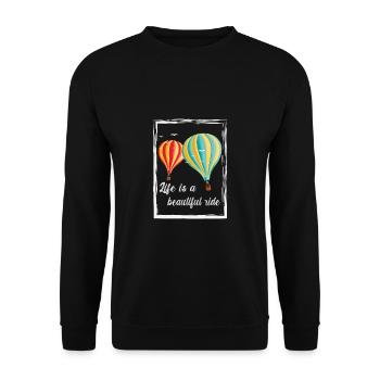 Heißluftballon & Ballon Fahrer Geschenk - Unisex Pullover - Schwarz - Vorne - Alina (178cm) & Michal (187cm)