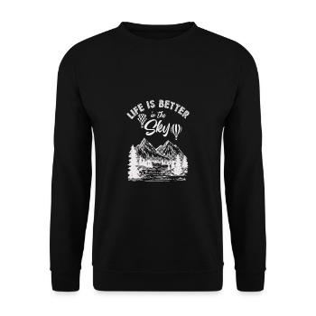 Heißluftballon & Ballon Fahrer Geschenk - Unisex Pullover - Schwarz - Vorne - Alina (178cm) & Michal (187cm)