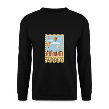 Heißluftballon & Ballon Fahrer Geschenk - Unisex Pullover - Schwarz - Vorne - Alina (178cm) & Michal (187cm)