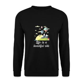 Heißluftballon & Ballon Fahrer Geschenk - Unisex Pullover - Schwarz - Vorne - Alina (178cm) & Michal (187cm)