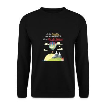 Heißluftballon & Ballon Fahrer Geschenk - Unisex Pullover - Schwarz - Vorne - Alina (178cm) & Michal (187cm)