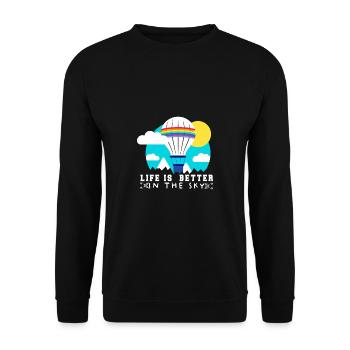 Heißluftballon & Ballon Fahrer Geschenk - Unisex Pullover - Schwarz - Vorne - Alina (178cm) & Michal (187cm)