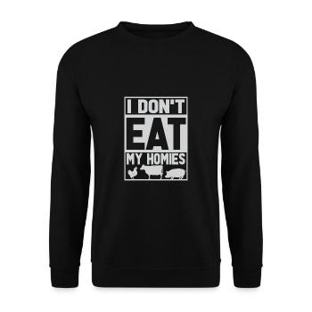 Vegan Fleischlos Tierlieb & Veganer - Unisex Pullover - Schwarz - Vorne - Alina (178cm) & Michal (187cm)