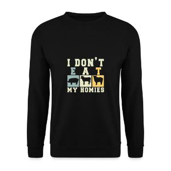 Vegan Fleischlos Tierlieb & Veganer - Unisex Pullover - Schwarz - Vorne - Alina (178cm) & Michal (187cm)