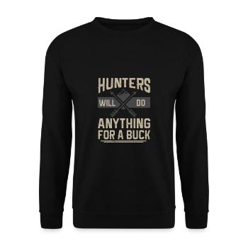 Jagen Jagdspruch & Jäger Geschenkidee - Unisex Pullover - Schwarz - Vorne - Alina (178cm) & Michal (187cm)