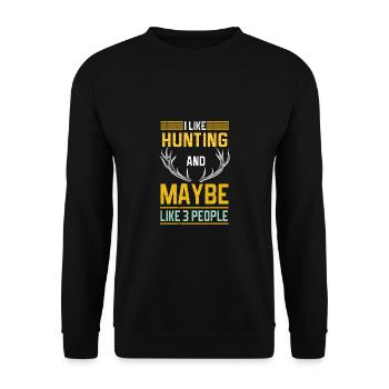 Jagen Jagdspruch & Jäger Geschenkidee - Unisex Pullover - Schwarz - Vorne - Alina (178cm) & Michal (187cm)