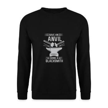 Lustiger Schmied Spruch & Schmieden - Unisex Pullover - Schwarz - Vorne - Alina (178cm) & Michal (187cm)