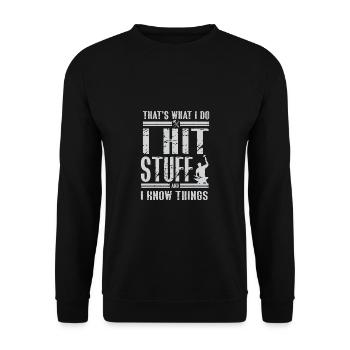 Lustiger Schmied Spruch & Schmieden - Unisex Pullover - Schwarz - Vorne - Alina (178cm) & Michal (187cm)