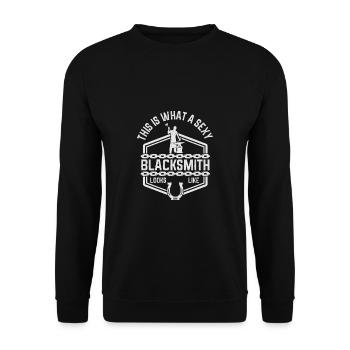 Lustiger Schmied Spruch & Schmieden - Unisex Pullover - Schwarz - Vorne - Alina (178cm) & Michal (187cm)