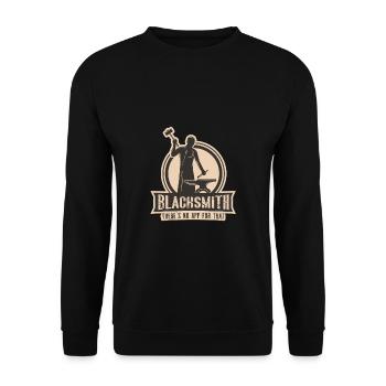 Lustiger Schmied Spruch & Schmieden - Unisex Pullover - Schwarz - Vorne - Alina (178cm) & Michal (187cm)