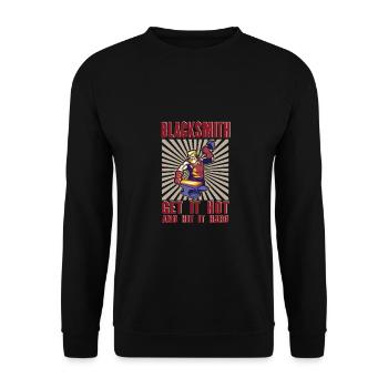 Lustiger Schmied Spruch & Schmieden - Unisex Pullover - Schwarz - Vorne - Alina (178cm) & Michal (187cm)