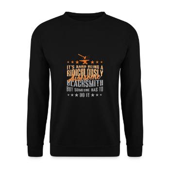 Lustiger Schmied Spruch & Schmieden - Unisex Pullover - Schwarz - Vorne - Alina (178cm) & Michal (187cm)
