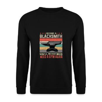Lustiger Schmied Spruch & Schmieden - Unisex Pullover - Schwarz - Vorne - Alina (178cm) & Michal (187cm)