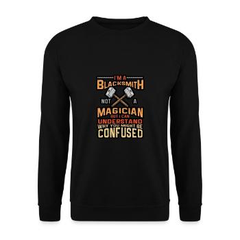 Lustiger Schmied Spruch & Schmieden - Unisex Pullover - Schwarz - Vorne - Alina (178cm) & Michal (187cm)
