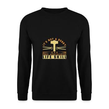 Lustiger Schmied Spruch & Schmieden - Unisex Pullover - Schwarz - Vorne - Alina (178cm) & Michal (187cm)