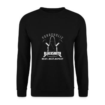Lustiger Schmied Spruch & Schmieden - Unisex Pullover - Schwarz - Vorne - Alina (178cm) & Michal (187cm)